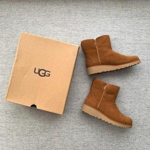 UGG Kristin Wedge Bootie Classic Slim Mini Boots Cognac Size 9 NEW